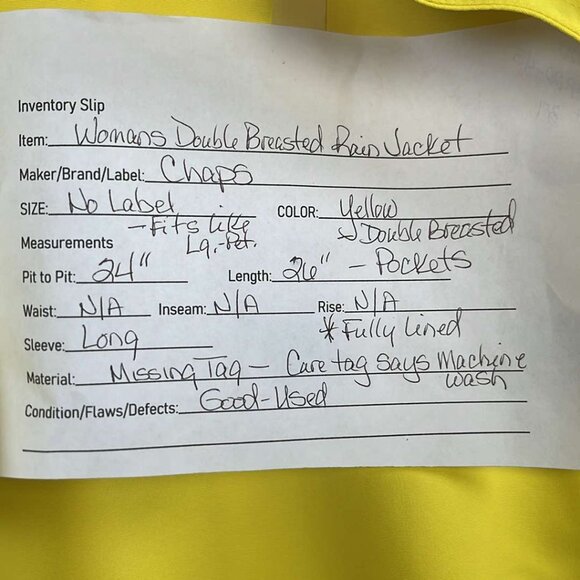 Chaps Double Breasted Yellow RainJacket LG Vintage Fashion Quiet Luxury Lagenloo - Picture 2 of 11